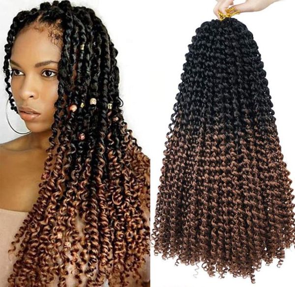 

ombre 1b30 water wave crochet braids 18 inch 5 packs passion hair made with low temperature kanekalon extensio4774833, Black