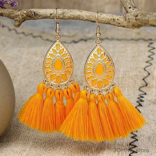 

stud yellow flower long earrings for women vintage colorful drop oil geometric dangle earrings female jewelry gift r230630, Golden;silver