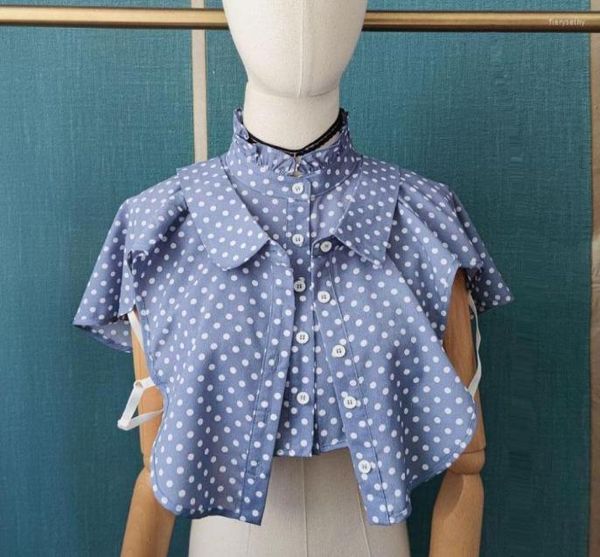 

bow ties blue polka dots fake collar shirt detachable sweater half woman false tie faux col clothes accessories fier221733407, Black;gray