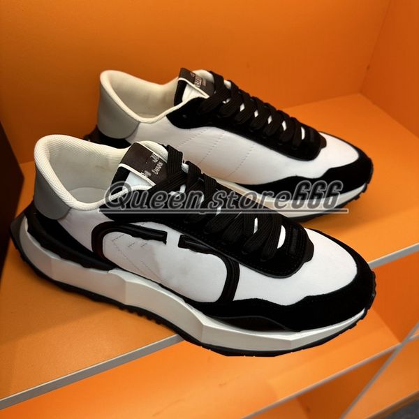 

spring men tpu air cushion non-slip sole luxury designer sneaker matching multicolour spliced calfskin with the color outsole size38-45, Black