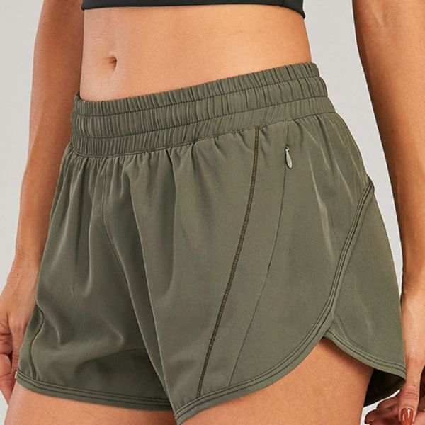 

lu-008 nwt women shorts loose side zipper pocket shorts gym workout running lu shorts drawcord outdoor short anti-glare yoga shorts lulemon