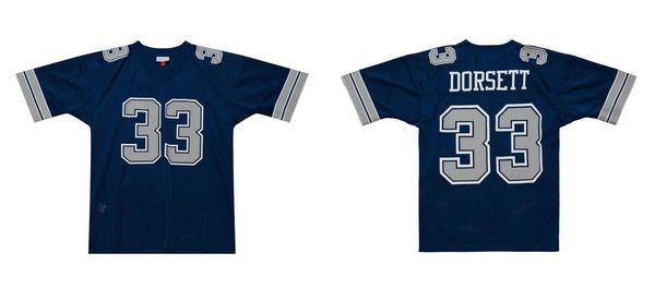 

stitched football jersey 33 tony dorsett 1984 white mitchell & ness retro rugby jerseys men s-6xl, Black;red