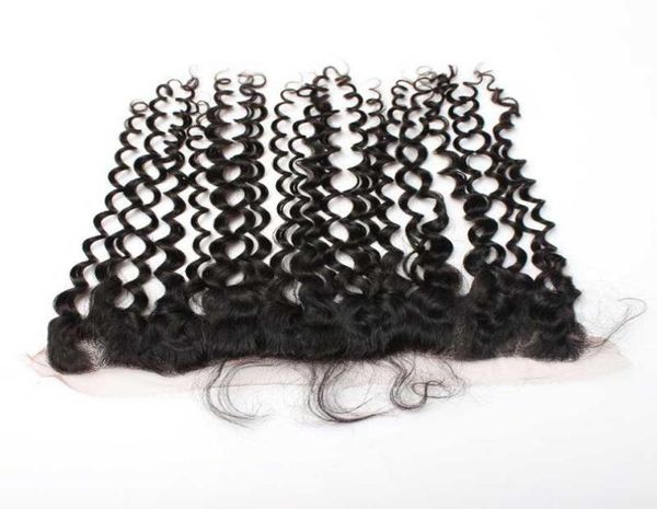 

mongolian deep curl 132quot lace frontal closure human hair deep curly lace frontal closure with baby hair3238506, Black;brown