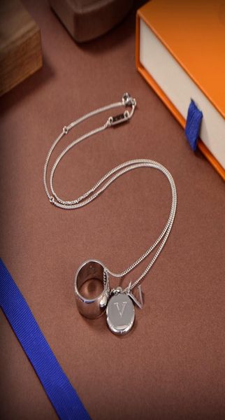 

designers stainless steel necklace fashion men ring necklaces flower letter pendant hip hop jewelry6448205, Silver