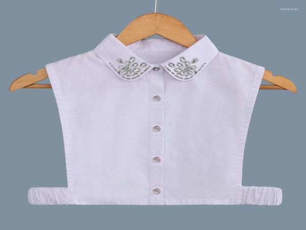 

bow ties women handmade beads shirt detachable collars white false collar removable half blouse fred226036607, Black;gray