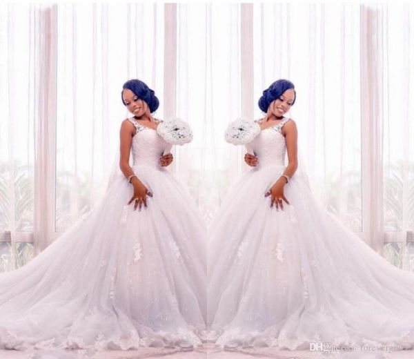 

2019 african black girls white wedding dress with lace applique sleeveless country garden bridal gown custom made plus size5366804