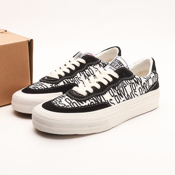

designer sneakers retro full print low flip fur canvas shoes men's and women's street sports skateboard shoes, Black