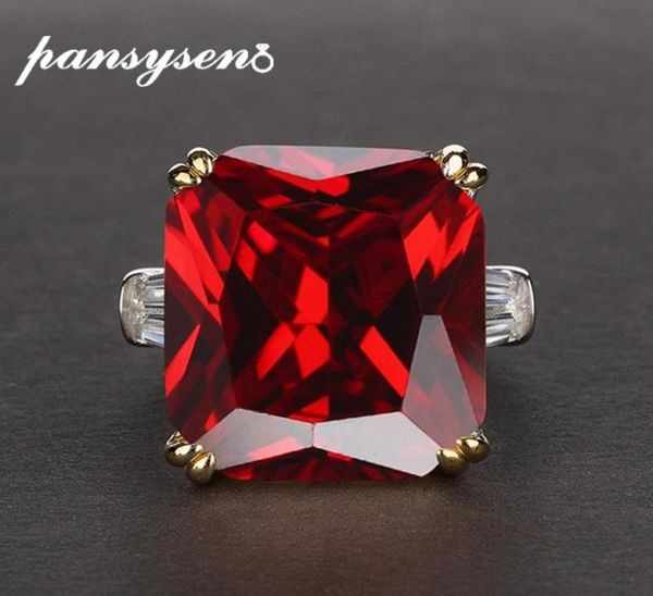 

pansysen 3 colors red ruby amethyst gemstone rings for women men s925 silver jewelry engagement ring size 512 whole gift y1121747817, Golden;silver