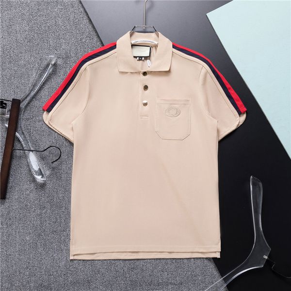 

designer men's polo shirt black and white red light luxury short sleeve stitching 100% cotton classic letter business casual lapel slim, White;black