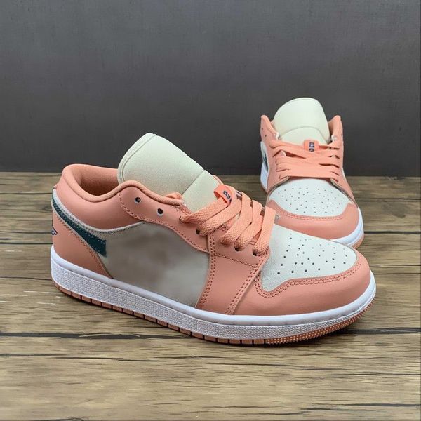 

new release jumpman 1s low men women shoes pink white black hook light madder root designer basketball shoes outdoor sneakers fast delivery