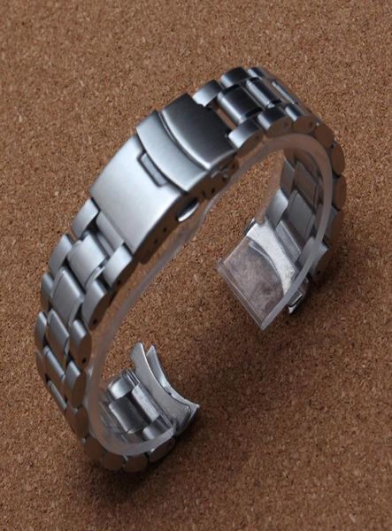 

matte and polish curved ends solid stainless steel men039s watch strap 18mm 20mm 22mm 24mm metal watchband accesso6315379, Black;brown