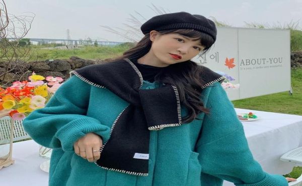 

bow ties women shirt solid color knitted detachable collar for sweater necklace shawl wrap female neck guard scarves capebow3060930, Black;gray