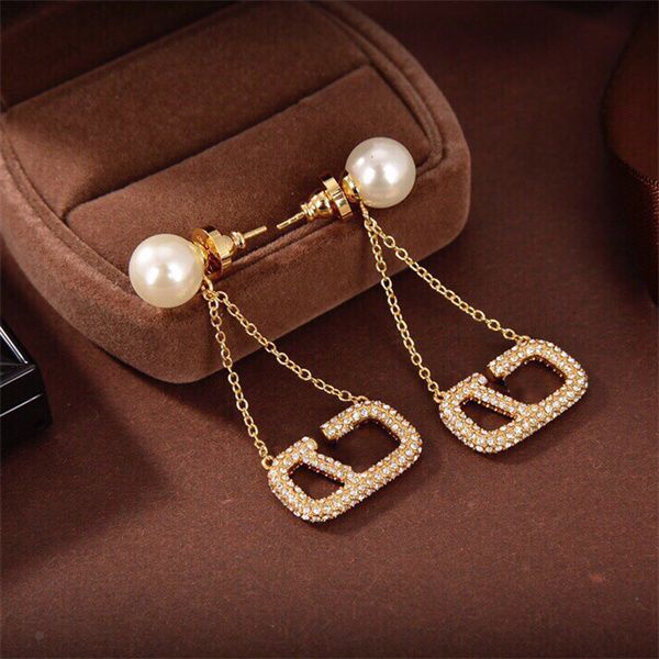 

designer stud earring v brand charm pearl earing women fashion hoop jewelry luxury metal crystal earring jeweler woman's gifts xnm11, Golden;silver