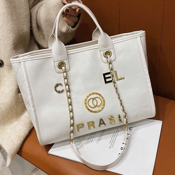 

women's fashion luxury hand bags beach bag brand ch metal badge classic totes handbags small mini pearl handbag female capacity large l