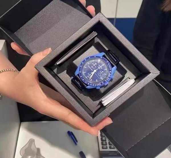 

swatch bioceramic moons man watch quarz chronograph mens watch mission to jupiter 2022 real black nylon moonswatch james montre de1672895, Silver