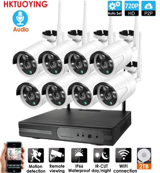 

8ch audio cctv system wireless 720p nvr 8pcs 20mp ir outdoor p2p wifi ip cctv security camera system surveillance kit7569609