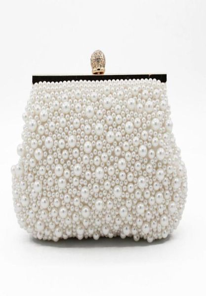 

sweet shell pearls crystal beaded ladies bridal wedding hand bags evening party one shoulder small clutch dinner bags accessories6582610, Black
