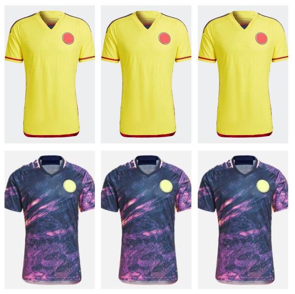 

2023 colombia away soccer jerseys 23 24 falcao james home football shirt cuadrado national team men kids kit camiseta de futbol maillot s-2x, Black;yellow
