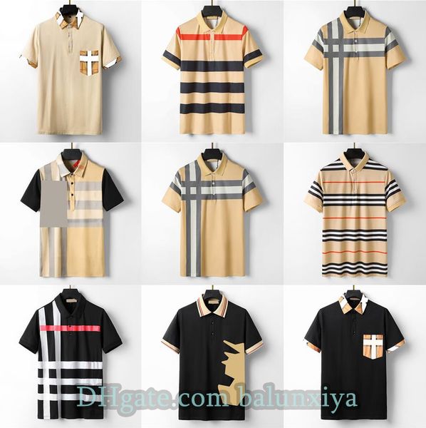 

men fashion polos shirts summer polos neck t-shirt classic khaki plaid shirt striped decoration comfort t shirts for man custom t-shirts who, White;black