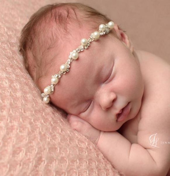 

little girls pearl with elastic headbands crystal pearl headband for newborn infantil pographed props bebe birthday gift3560899, White;red