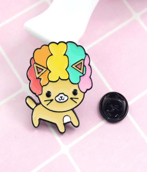 

cat explosive head color cute personality creative brooch cartoon special tide new lapel denim badge pins8702329, Blue