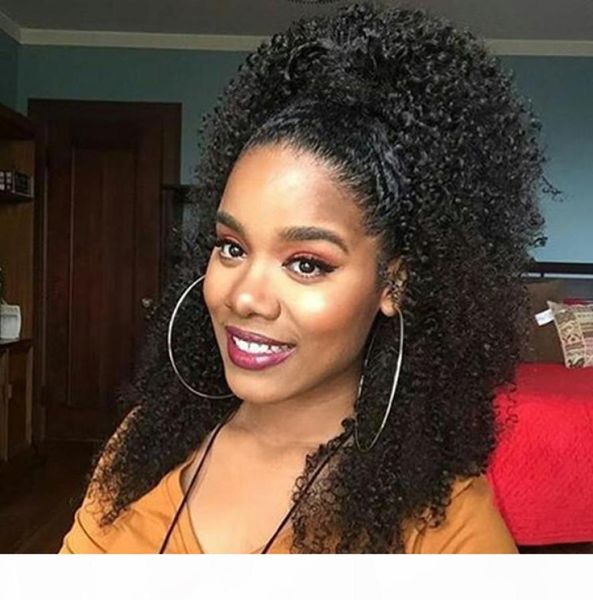 

ponytail human hair 100 brazilian human hair extensions deep curly clip in extension pony tail human hair drawstring ponytail hai5103504, Black