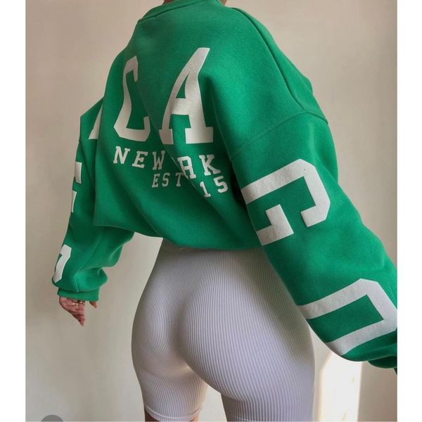 

women's hoodies sweatshirts casual letters print sweatshirt women fashion fleece long sleeve loose hoodies y2k streetwear autumn winter, Black