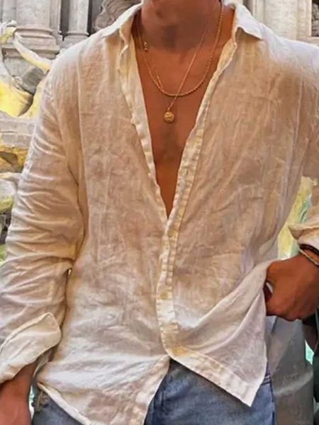 

men's linen shirt summer shirt beach shirt black blue dark gray long sleeve plain turndown spring summer hawaiian holiday clothing appa, White;black