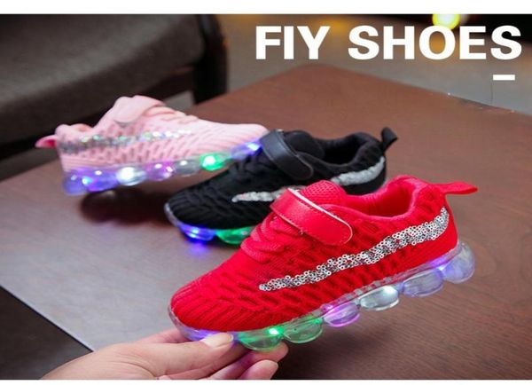 

athletic outdoor boys girls glowing sports sneakers breathable mesh light up casual shoes arrival for toddler boysathletic1910412, Black