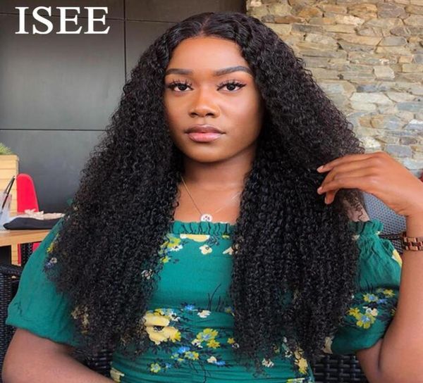 

2020 new mongolian full lace kinky curly wigs for women pre plucked 150 density isee hair human hair wigs remy full lace human ha9750422, Black