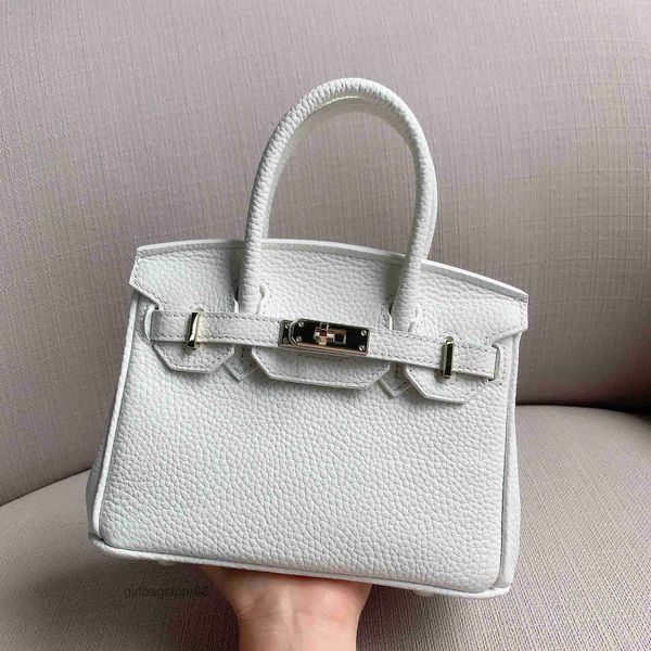

mini fashion 2023 designer bag birkins tote layer cowhide litchi pattern bags shoulder lady messenger portable women's trend 20cm s6sk