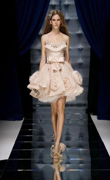 

zuhair murad 2020 short a line homecoming dresses lace appliques tulle floral a line knee length cocktail party gowns spaghetti st1776215, Black