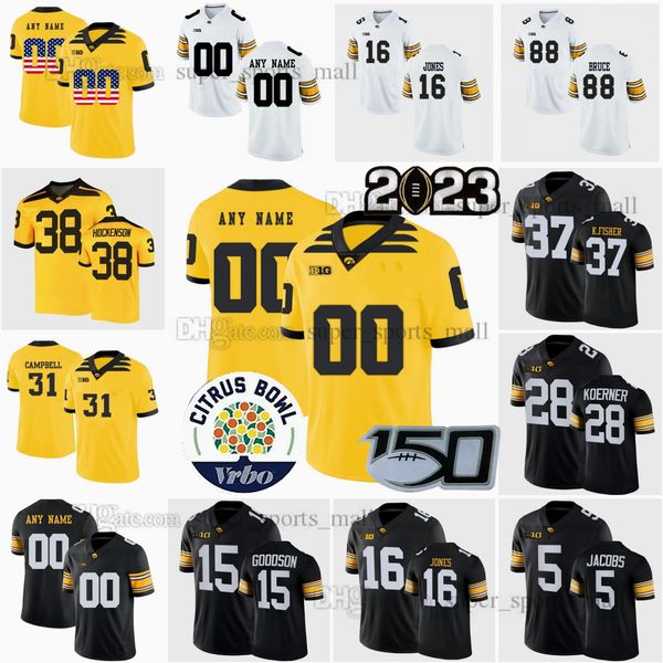 

custom ncaa college iowa hawkeyes football jersey charlie jones tyler goodson mekhi sargent sam laporta ivory kelly-martin linderbaum any na, Black