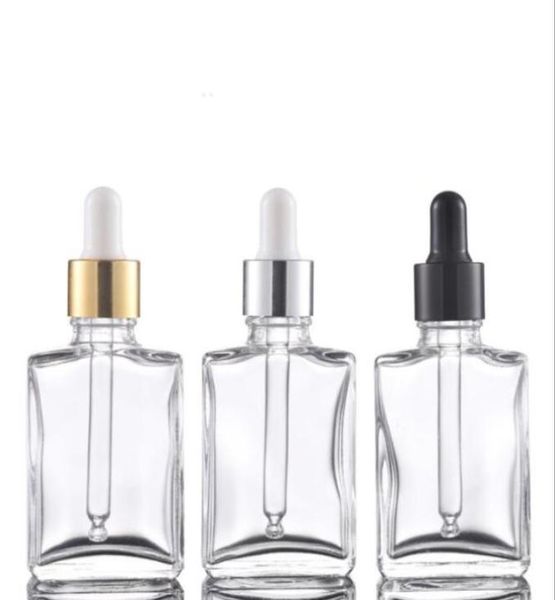 

whole 30ml frosted clear black square rectangle empty glass bottles with childproof cap for e liquid essential oil6374951