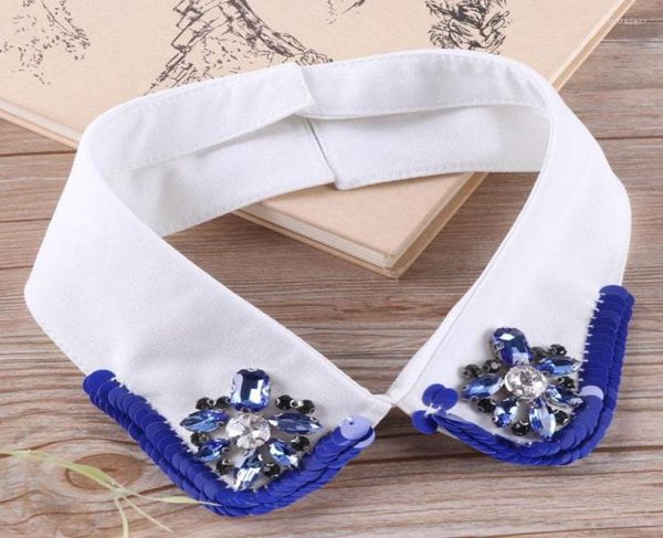 

bow ties women neckwear tie pearl bead sequined neckline fake collar rhinestone flower detachable false removable lapel blouse 459162, Black;gray