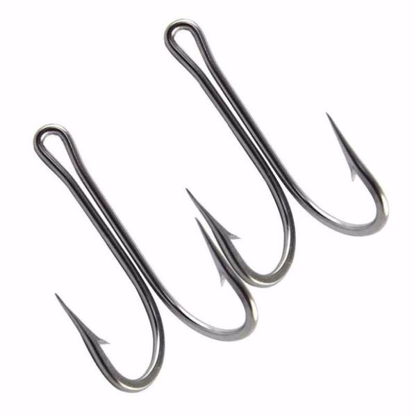 

10pcs 7982 stainless steel double fishing hooks big strong sharp double fishing hook with big size6162731