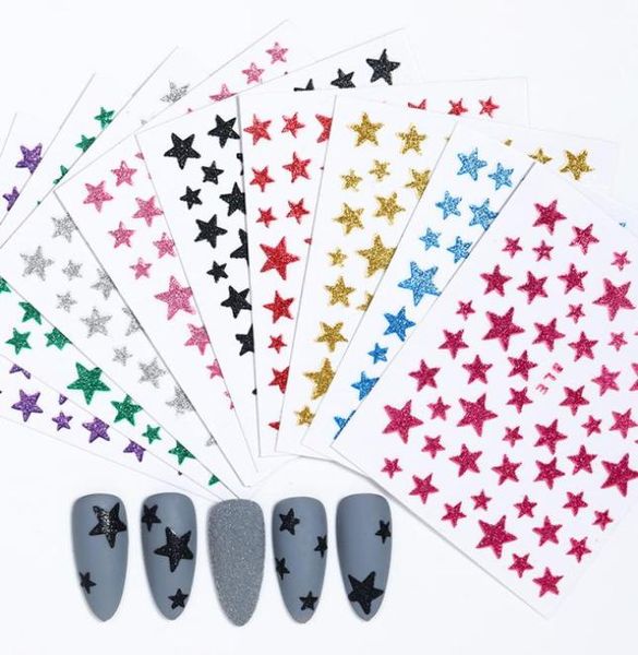 

colorful star design 3d nail stickers transfer sliders for diy nails art decoration adhesive manicure decals3941542, Black