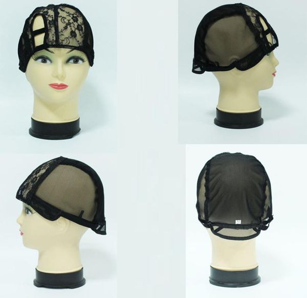 

5pcs right left middle u part wig caps for making wigs sml adjustable strap on the back7668924, Black;brown