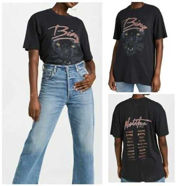 

23ss women designer t shirt summer pullover cotton print beach tees anines wash water stir-fry snowflake yeast wash old bings short-sleeved, White