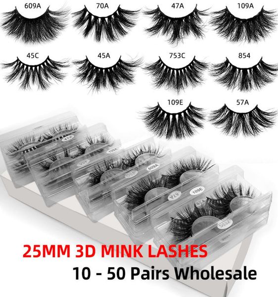 

10 styles 25mm eyelash 3d mink lashes in bulk natural long mink lashes false eyelash 1276005