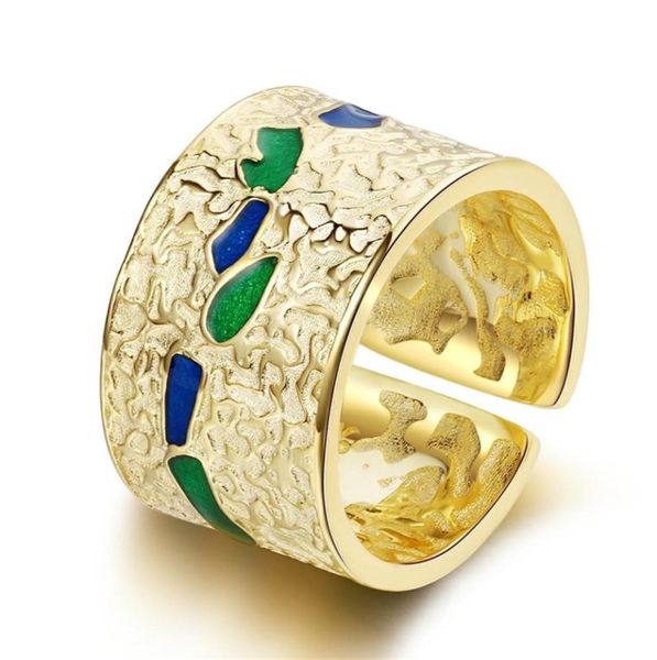 

9 korean s925 sterling silver ring ins irregular concave convex gold silver tin foil open female ring6232851