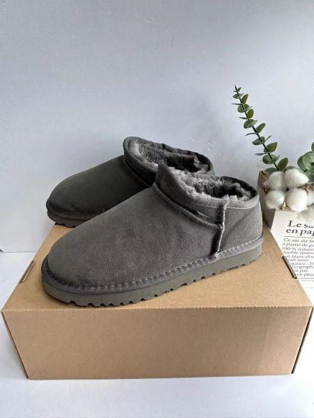 

snow boots sheep fur one-piece ankle boots mini winter women's casual classic cotton shoes with box can be customized for children adul, Black