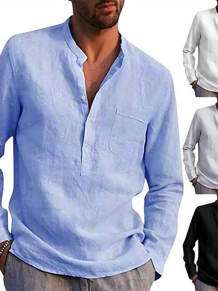 

men's summer shirt beach shirt light blue wine red black long sleeve solid color collar summer spring street hawaiian clothing apparel, White;black