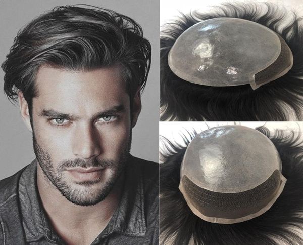 

skin pu toupee for men swiss lace with pu human hair toupee lace front mens toupee replacement system natural black straight men h2817759