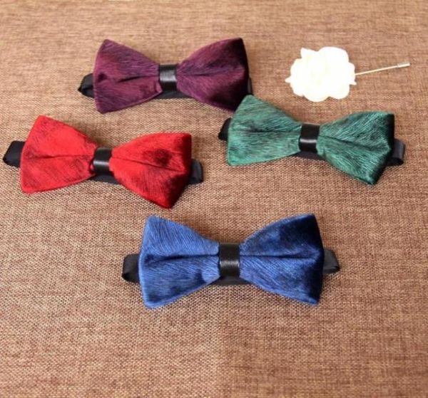 

bow ties elegant men women gold velvet banquet party neck tie cravat vintage wedding business leopard feather butterfly bowt2846596, Black;gray