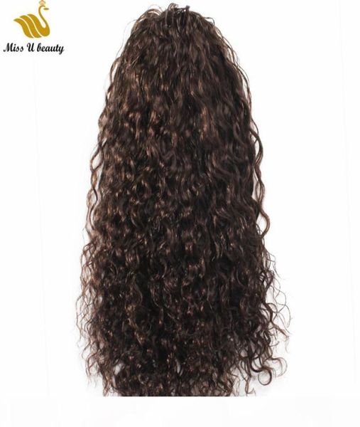 

dark brown 2 color curly hair extensions ponytail remy human hair drawstring ponytail with clips 1030inch wavy loose curly hair7333971, Black