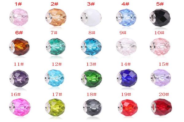 

colorful big crystal facets beads fit pandora bracelet charms european fashion women diyjewelry accessories 4371605, Bronze;silver