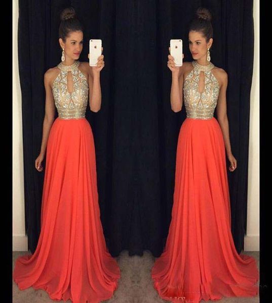 

2019 high neck prom dresses with chiffon floor length long dresses evening wear custom made prom party gowns9165546, Black