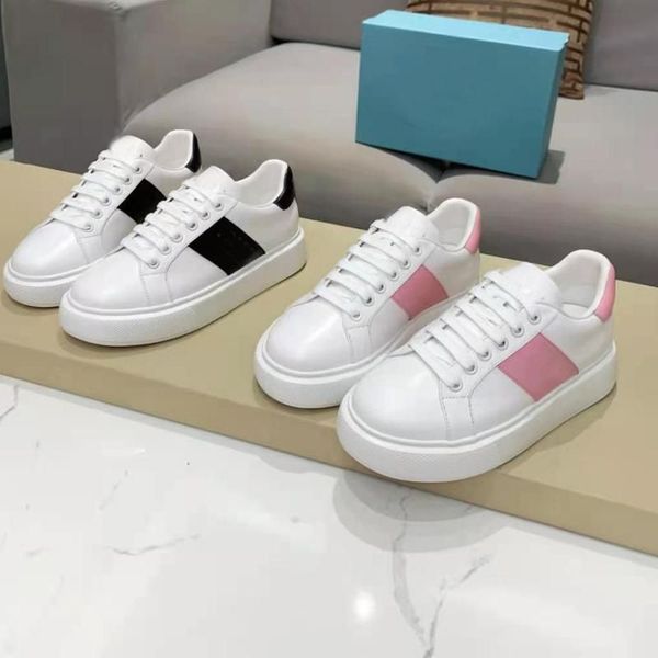 

platform gym casual shoes women travel leather lace-up trainers sneaker 100% cowhide letters thick bottom woman designer shoe flat lady snea, Black