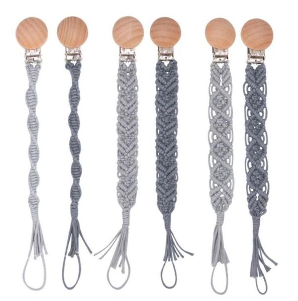 

gray baby boys girls soother nipple pacifier clip dummy holder simple crochet cotton pacifier chain baby accessories9043370